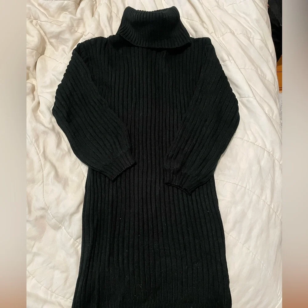 YIBOCK Turtleneck Loose Long Sleeve Pullover Sweater Dress - Picture 7 of 9
